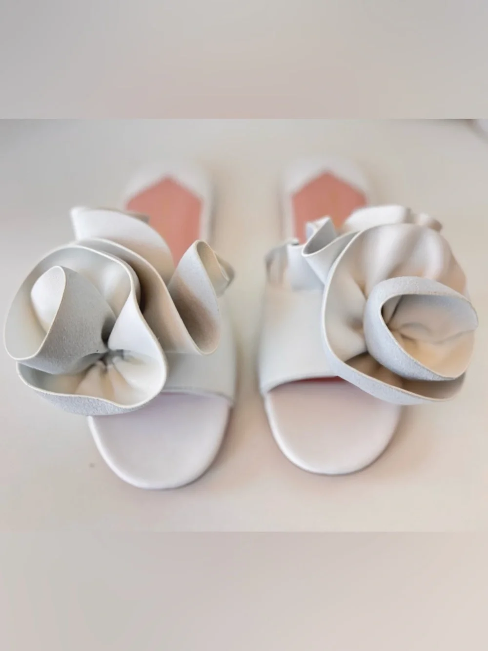 Kate Spade White Floral Flourish Suede Slide Slip On Sandals Shoes Size 7.5